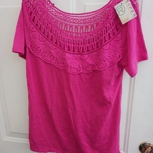Roper pink crochet  and Knit top. NWT size M Womens